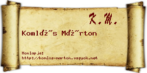 Komlós Márton névjegykártya